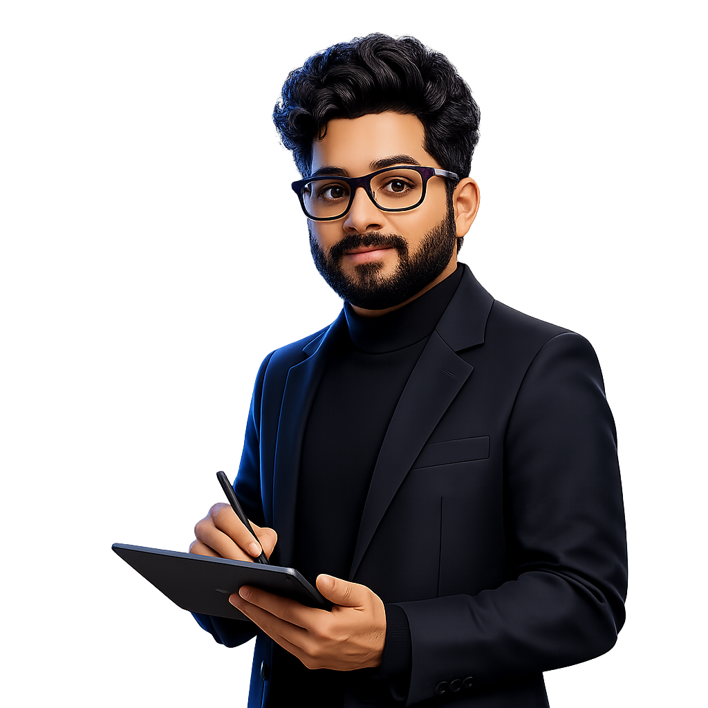 Dinuka Lakmal sketching on a tablet